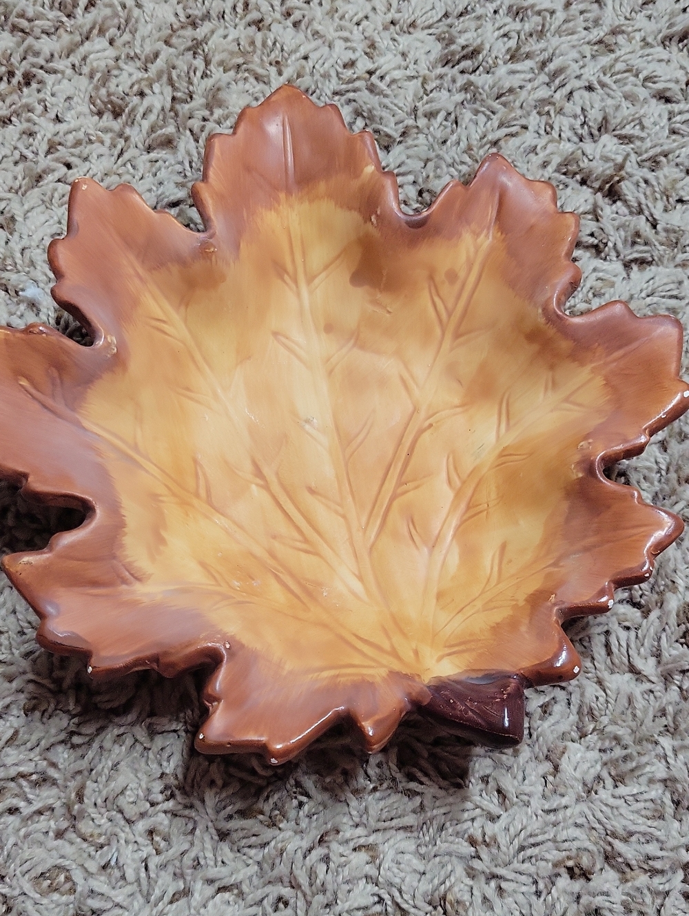 Decorative Ceramic Maple Leaf Bowl - Amber Brown